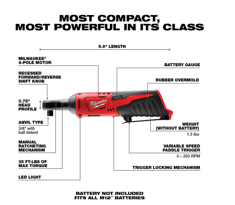 2554-22-2457-20 M12 FUEL 12V Lithium-Ion Brushless Cordless Stubby 3/8 in. Impact Wrench Kit with M12 3/8 in. Ratchet - Image 22