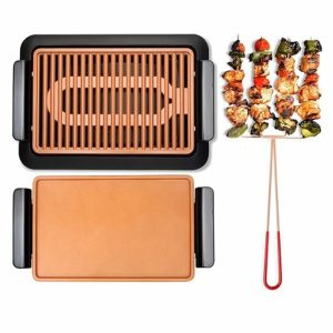 Gotham Steel Smokeless Electric Grill with Interchangeable Griddle Surface – Nonstick Multipurpose Indoor BBQ & Surface Grill As Seen on TV