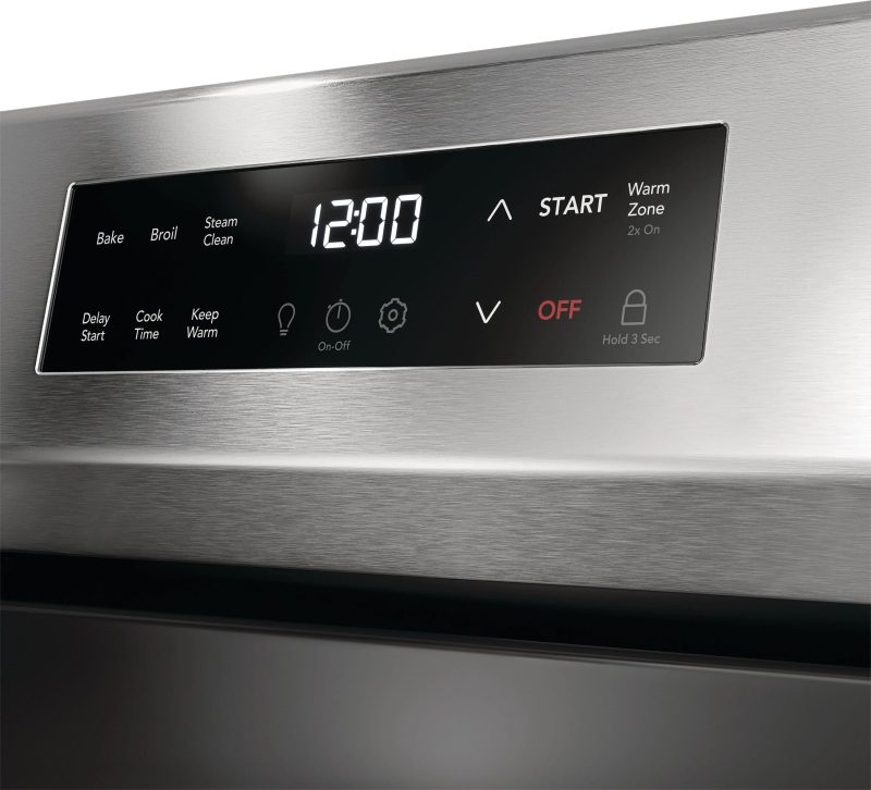 Frigidaire 30-in Glass Top 5 Burners 5.3-cu ft Steam Cleaning Freestanding Electric Range (EasyCare Stainless Steel) - Image 5