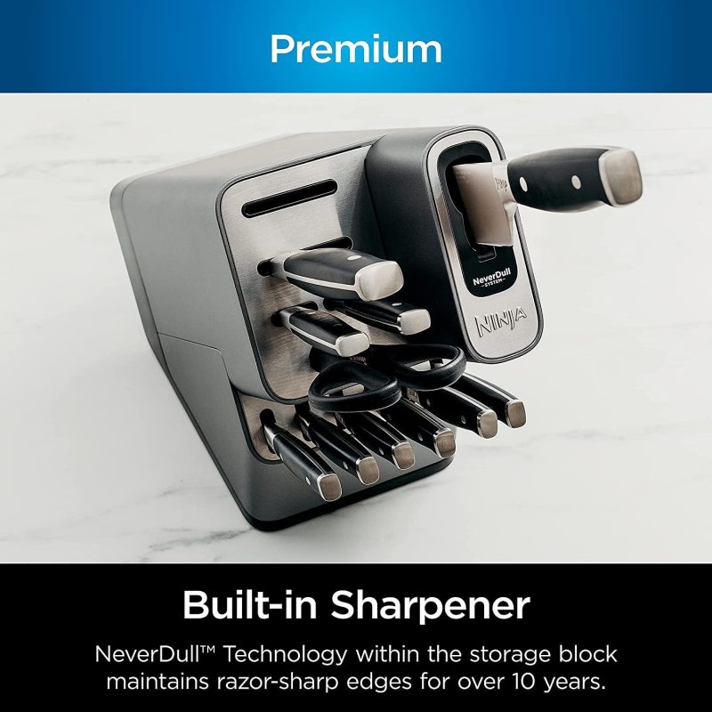 Ninja K32017 Foodi NeverDull 17 Piece Premium Knife System Block Set with Built-in Sharpener, Stainless Steel/Black - Image 2