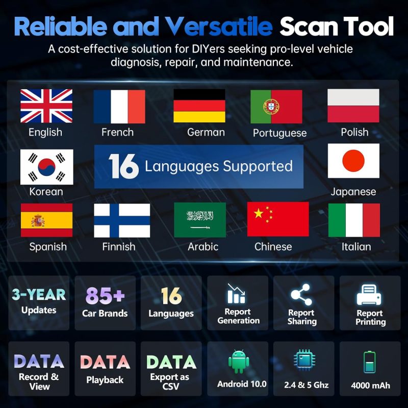 XTOOL D7 OBD2 Scanner: 2024 Automotive Diagnostic Tool with ECU Coding, Bidirectional Controls, 36+ Resets, Android 10, 3-Year Updates - Image 6