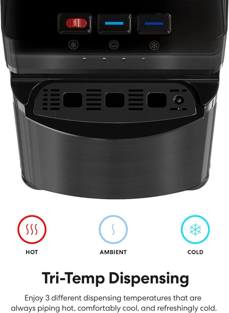 Brio Self Cleaning Bottom Loading Black Stainless Steel 3 Water Temperature Dispenser - Image 5