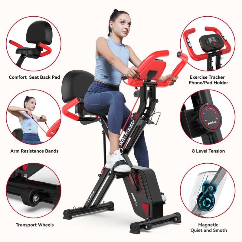 Pooboo 3 In 1 Foldable Exercise Bike Indoor Cycling Bike Workout 300Lb - Image 13